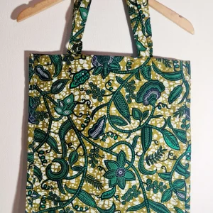 Tote Bag Wax vert fleuri