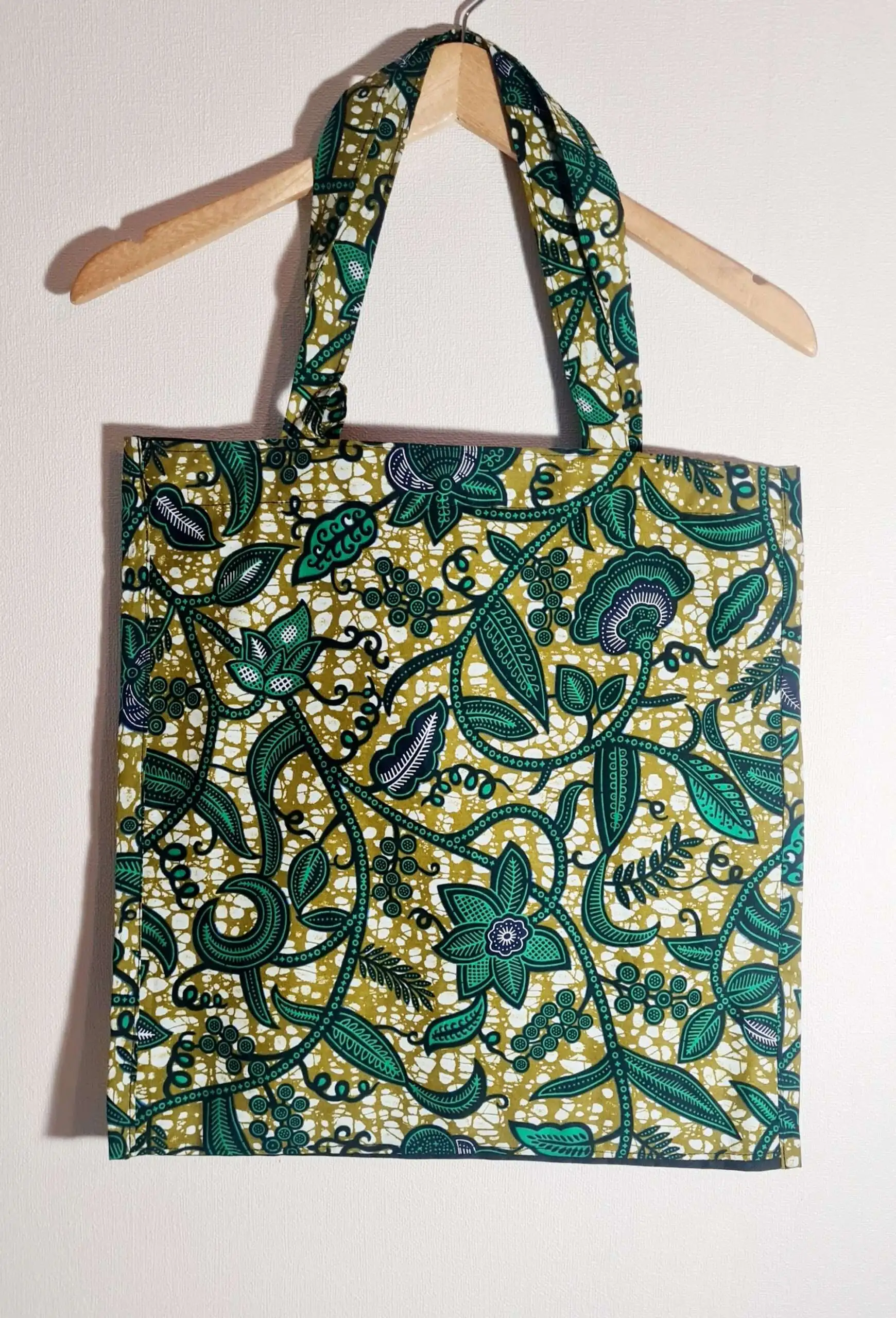 Tote Bag Wax vert fleuri