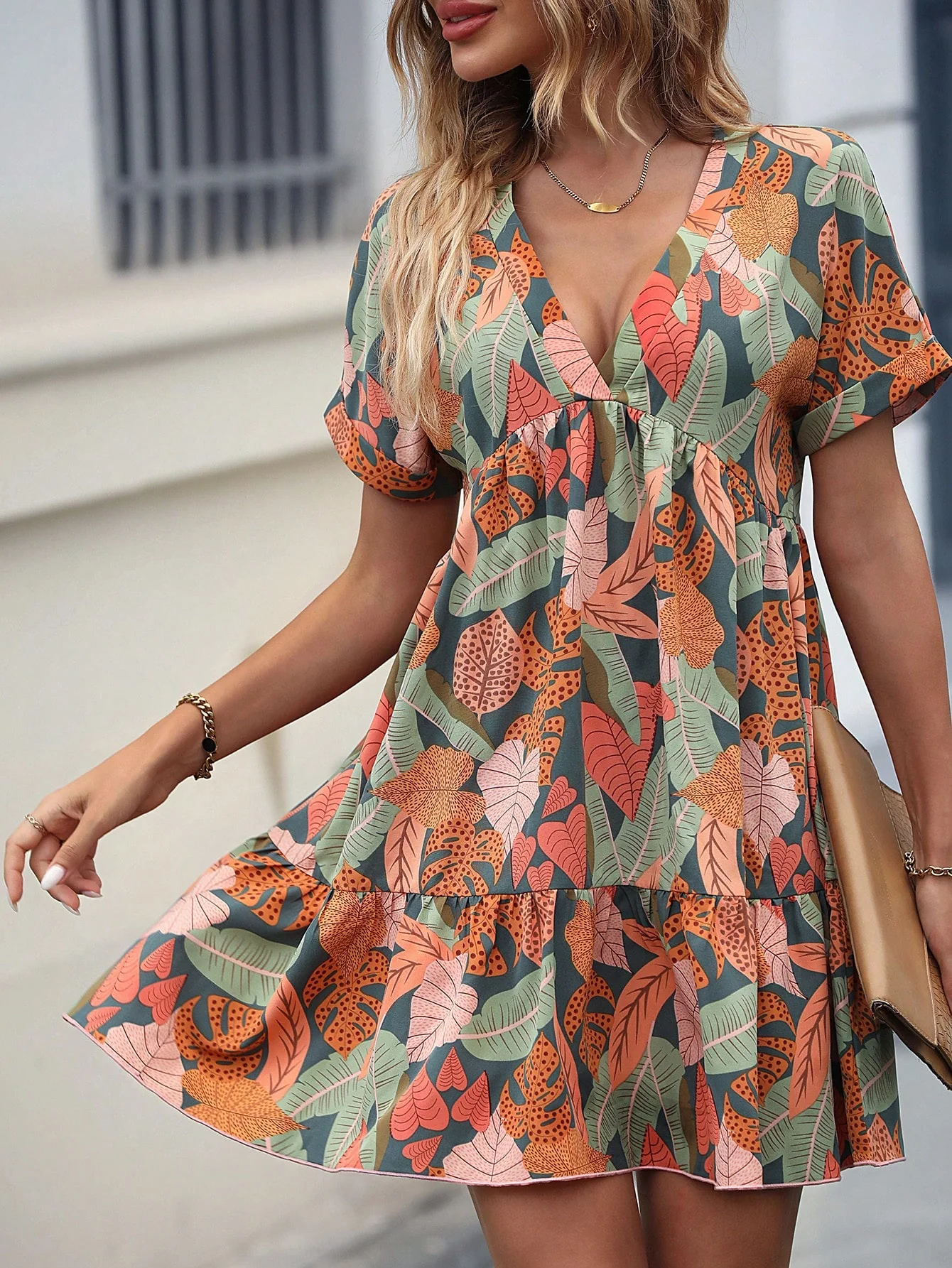 Robe Courte Tropicale à Volants | La Parisienne – Image 6