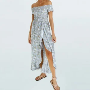 Robe Longue Fleurie Asymétrique