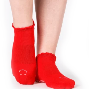 Chaussettes Pilates-Gyrotonic Smiley Rouge