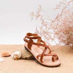 Sandale cuir MARJORIE cognac