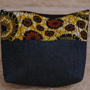 Pochette en denim et en wax n°2 FEMME