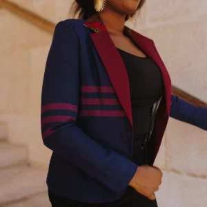 Blazer bleu rouge Wax