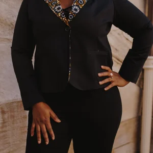 Blazer bleu noir Wax femme