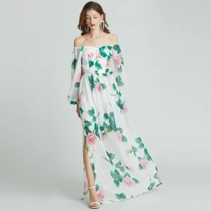 Robe Cocktail Mousseline Fleurie