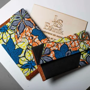 Pochette Wax fleuri jaune Femme