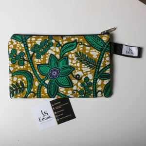 Trousse porte-chéquier vert fleuri