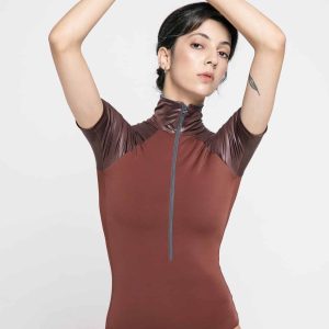Justaucorps Zidans Zippé Manches Courtes Terracota