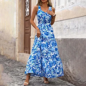 Robe Longue Fleurie à Bretelle
