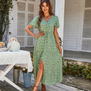 Robe Longue Fleurie Cintrée