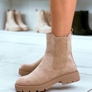 boots beige femme
