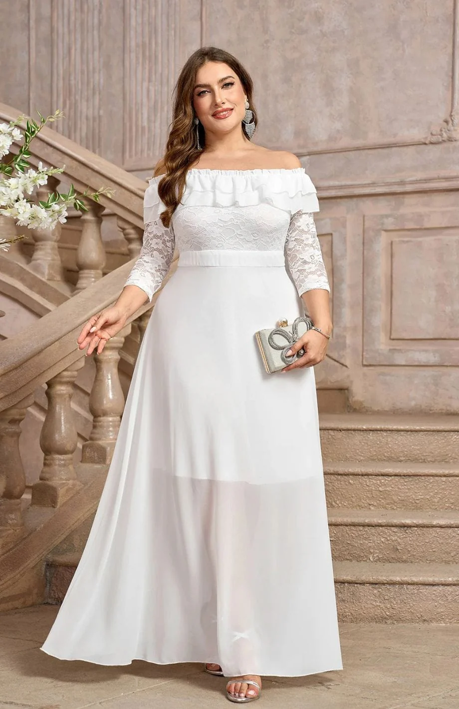 Champêtre Robe De Mariée Femme Ronde – Image 4