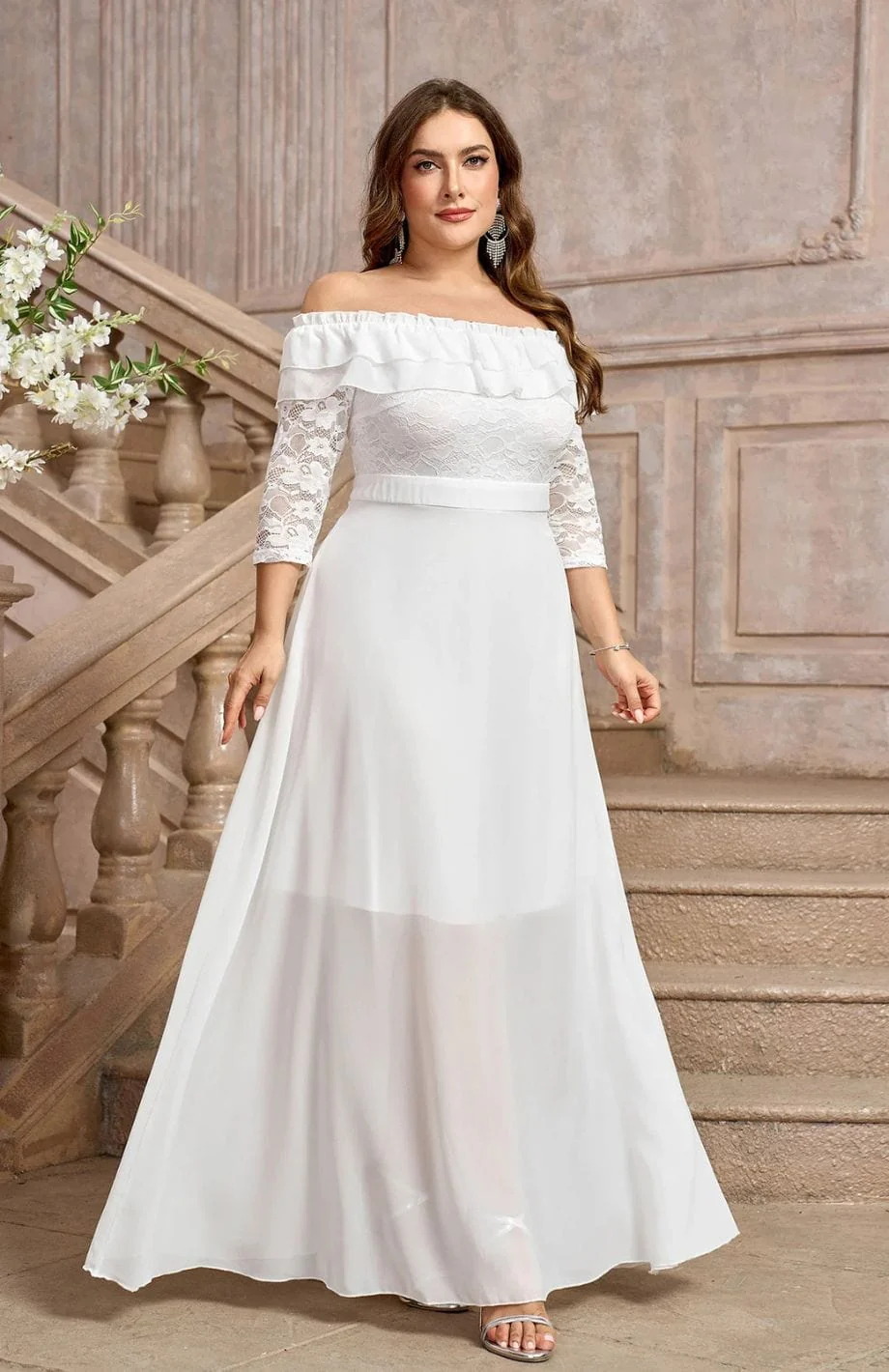 Champêtre Robe De Mariée Femme Ronde – Image 3