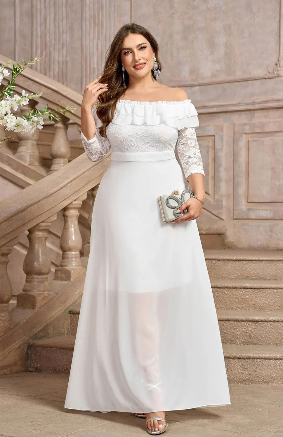Champêtre Robe De Mariée Femme Ronde – Image 5