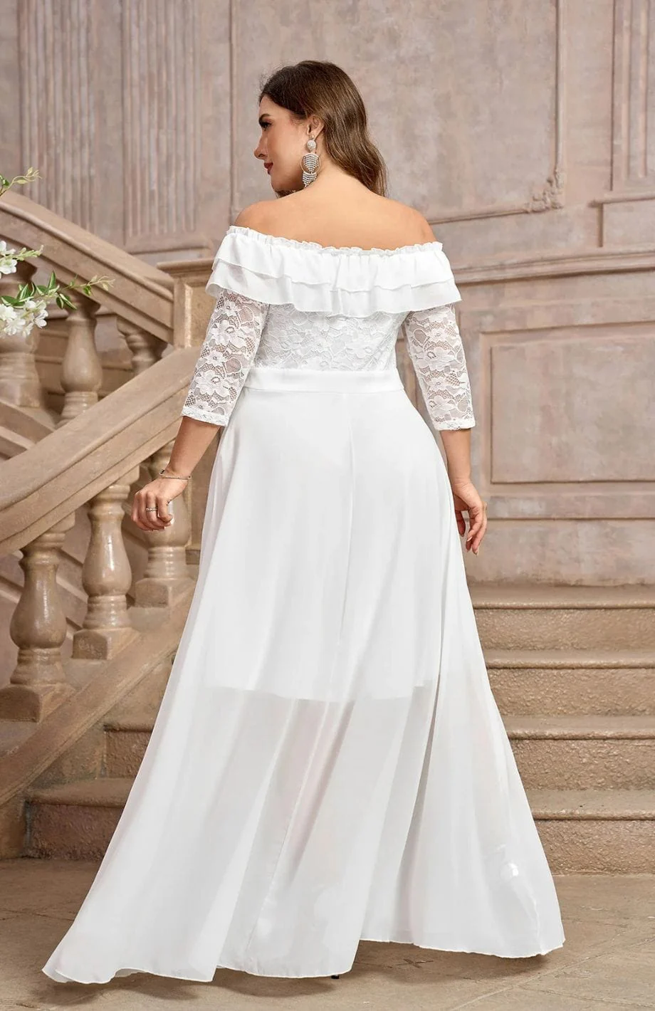 Champêtre Robe De Mariée Femme Ronde – Image 2