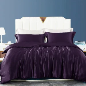 Ensemble de couette 4 pièces en soie de mûrier 100% 25 momme avec drap plat