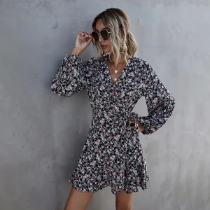 Robe à Fleurs Rouge et Noir