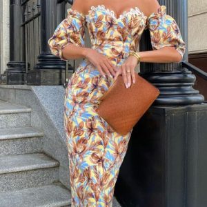 Robe Fleurie Soirée Col Cœur
