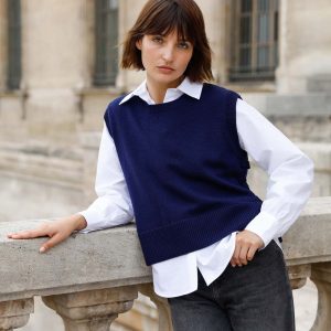Pull sans manches en laine mérinos - Inès